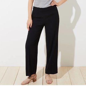 LOFT Wide Leg Pull On Dress Pants Black Small Dress Pant